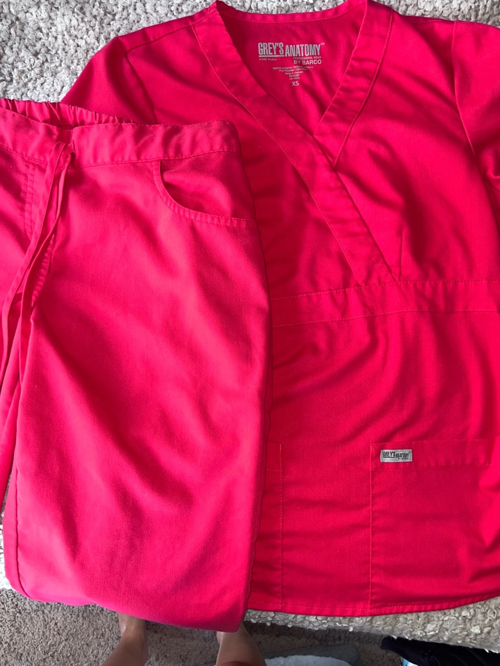 Grey's Anatomy by Barco Scrub Top & Pants in Hot Red